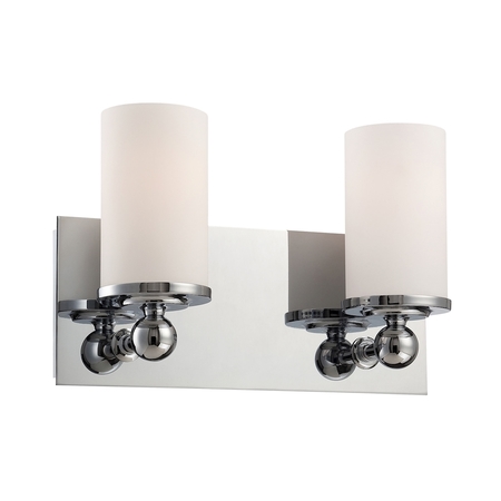 ELK LIGHTING Adam 2-Light Vanity Lamp in Chrome with White Opal Glass BV2242-10-15